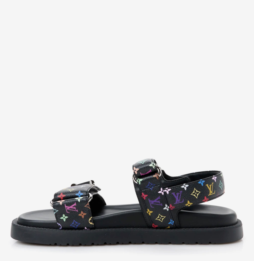 LV X TM Monogram Multicolor Sunset Flat
Sandals 38 Black