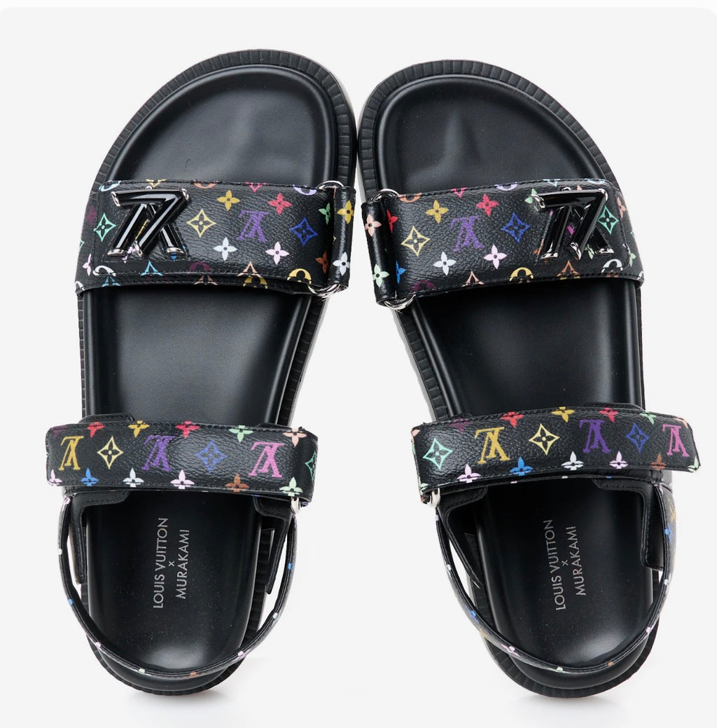 LV X TM Monogram Multicolor Sunset Flat
Sandals 38 Black